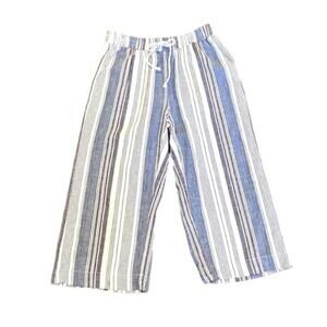 Beachlunchlounge Pants Pull On Linen Stripe Beach Nautical Resort Size Small